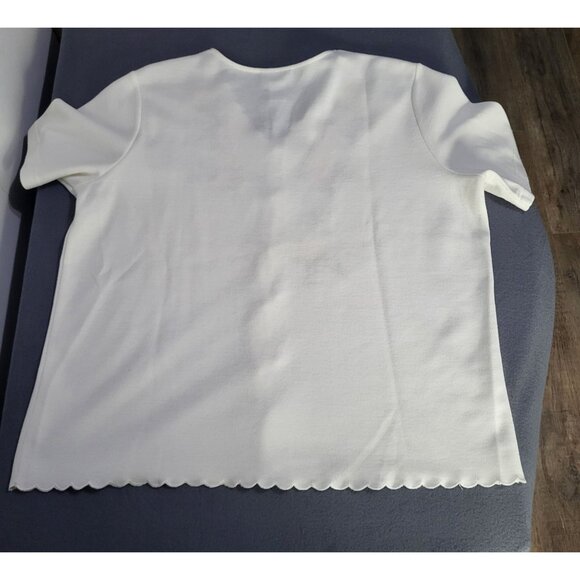 VTG Women's SZ LG Graff Knit Scalloped Pearl Button Top Blouse Floral Grandma - Picture 4 of 9